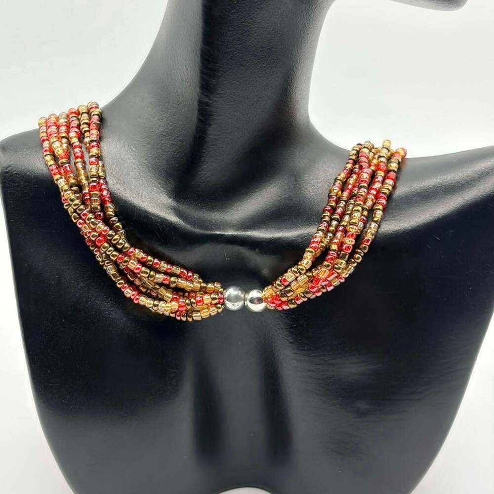 Pink & Gold Beaded Necklace